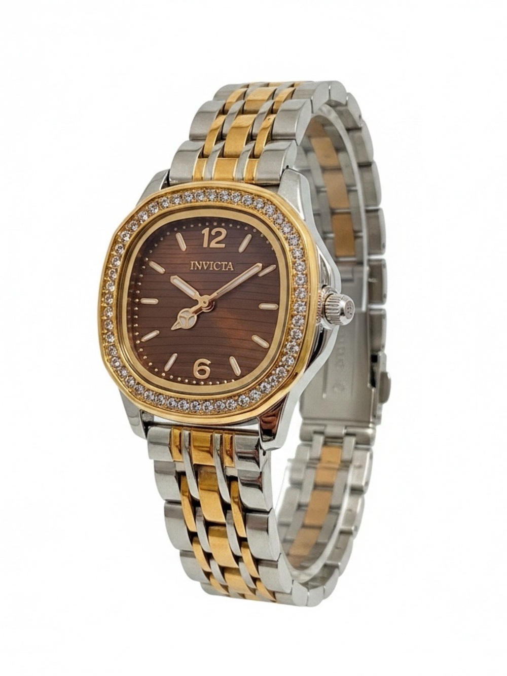 Invicta Wildflower Ember Women’s 2 Tone Brown Dial Crystal Bezel Watch 31mm
